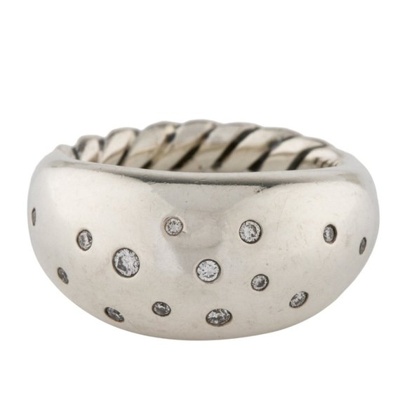 DAVID YURMAN DIAMOND STERLING SILVER DOME BAND RING - Picture 2 of 8